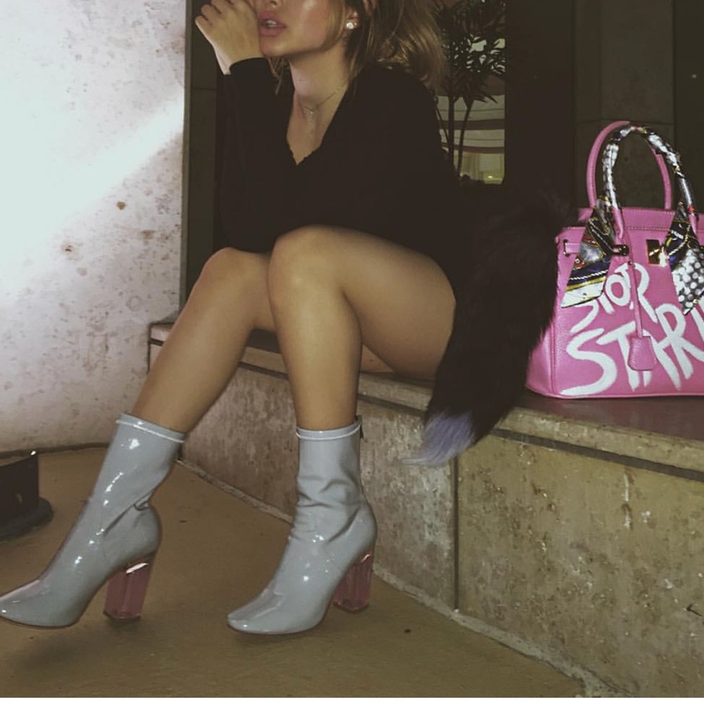 Sexy Light Grey Patent Booties !!